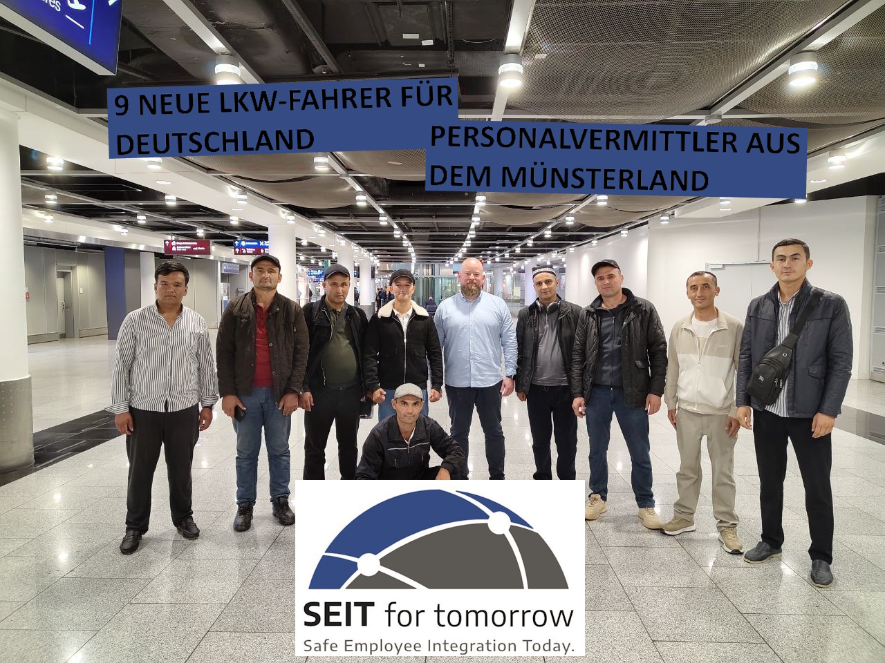 LKW-Fahrer aus Usbekistan am Flughafen Düsseldorf